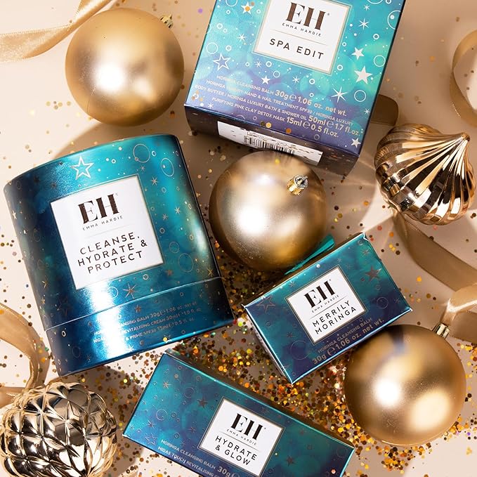 Emma Hardie Cleanse, Hydrate & Protect Gift Set: 30ml Moringa Cleansing Balm, 30ml Midas Touch Revitalising Cream & 15ml Protect & Prime SPF30 Sunscreen Face Moisturiser, Natural & Cruelty Free-VivaGrace Women