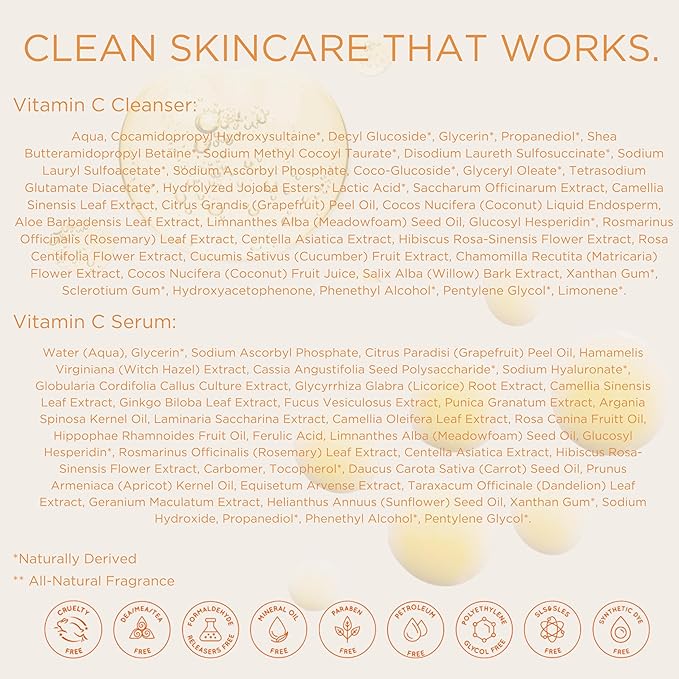 InstaNatural Vitamin C Cleanser and Serum Kit, Brightens and Reduces Signs of Aging, Fine Lines and Wrinkles, with Botanical Extracts-VivaGrace Women