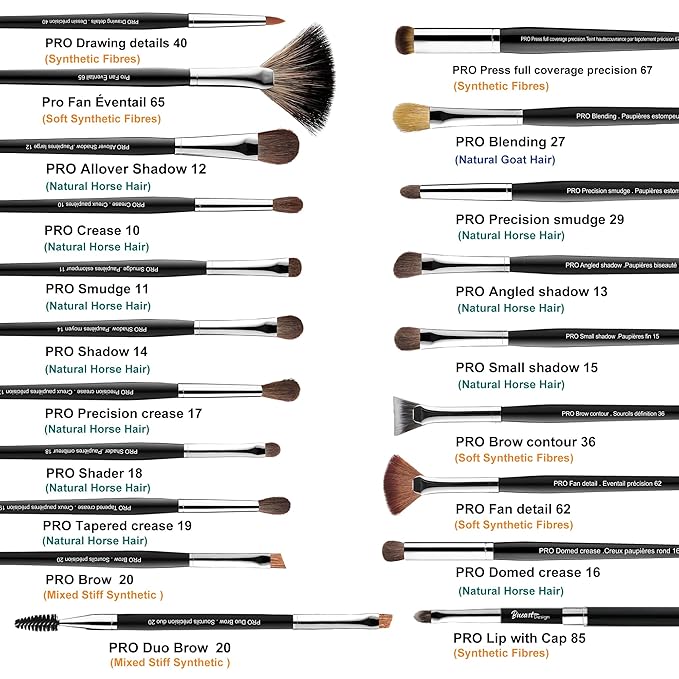 Bueart Design 36Pcs PRO Grade Natural Goat Hair Pony Bristles Makeup Brushes Set with Super Holder Professional-Grade Precision & Luxury Brush for beauty enthusiasts&professionals Makeup Artist-VivaGrace Women