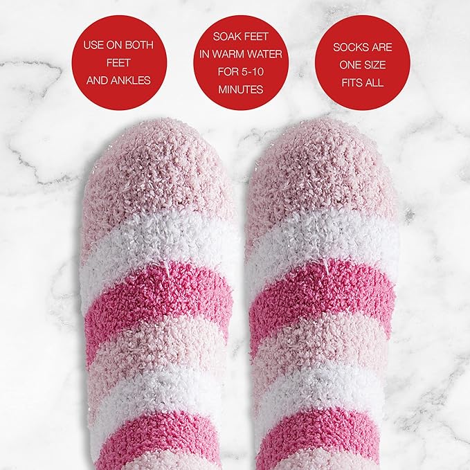 Live Green Bath and Body Pedicure Set- Relaxing Foot Care Set with Pink Fuzzy Socks, Peppermint Foot Lotion, and Foot Scrub, Holiday Present for Women-VivaGrace Women