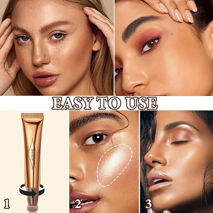 Liquid Contour Beauty Wand,Stick with Cushion Applicator,Cream Contour,Long Lasting Smoothly Moisturizng Silky Contour Stick High gloss stick-VivaGrace Women