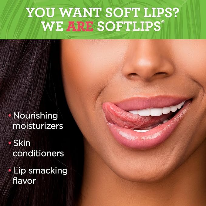 Softlips Spring Tropical Lip Balms 3-Pack - Hydrating Lip Care Set with Watermelon, Tropical Coconut, and Peach Passion Flavors-VivaGrace Women