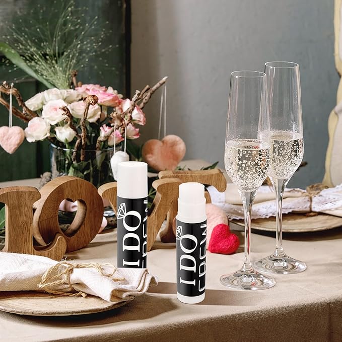 24 Pcs Bachelorette Lip Balm I Do Crew Wedding Party Gifts Bachelorette Lip Balm Gift Wedding Favors for Bachelorette Wedding Party Guest Supplies (Black with White)-VivaGrace Women