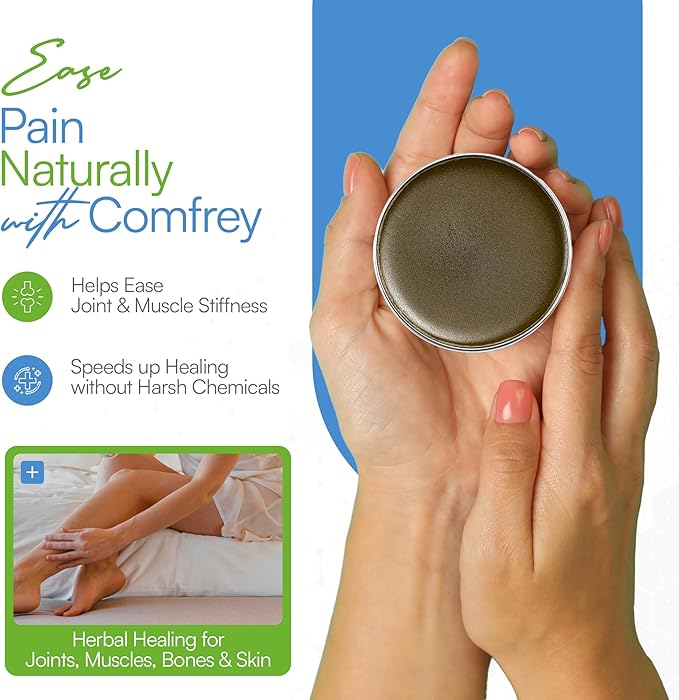 DNA Organics Comfrey Salve – Herbal Balm for Muscles, Knees & Joints – Organic, Handcrafted, Slow Infused, No Fillers – Scent-Free – for Dry Skin & Post-Workout Care – 4oz-VivaGrace Women