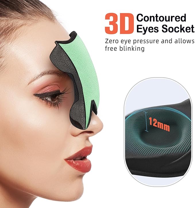 LitBear Sleep Mask for Side Sleeper Women Men, Eye Mask for Sleeping Light Blocking, 3D Contoured Cup Sleeping Mask, Soft Breathable Sleep Eye Mask with Adjustable Strap for Flight, Mint Green-VivaGrace Women