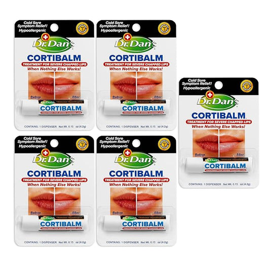 Dr. Dan's Cortibalm-5 pack- for Dry Cracked Lips Healing Lip Balm for Severely Chapped Lips - Designed for Men, Women and Children-VivaGrace Women