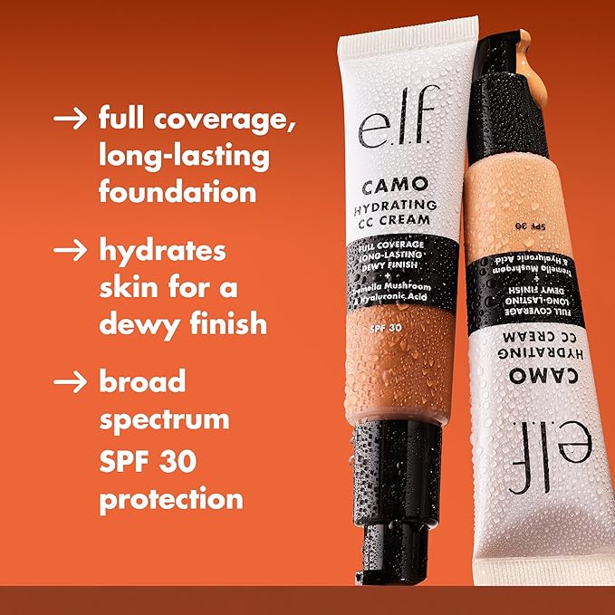 e.l.f. Hydrating Camo CC Cream, SPF 30, Color Correcting Full Coverage Foundation For A Dewy Finish, Vegan & Cruelty-Free, Rich 640 W-VivaGrace Women