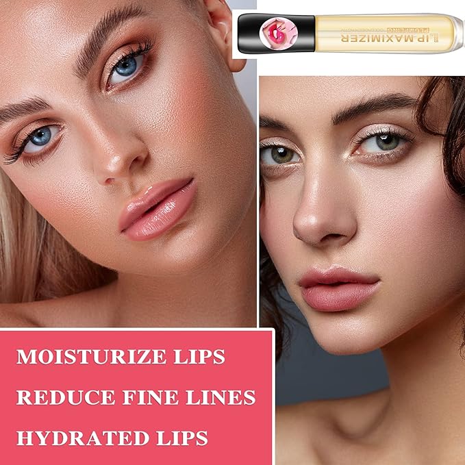 Lip Plumper Lip Gloss,Moisturizing Lip Oil Lip Plumper Gloss Lip Plumping Lip Care Serum Instant Volume Lip Filler Lip Maximizer Balm Plumper Reduce Fine Lines & Improve Dryness Wrinkles-VivaGrace Women