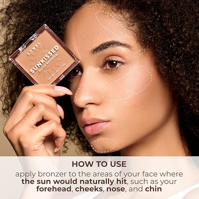 LAMEL Sunkissed Matte Bronzer Face Powder - Non-Shimmer, Long Lasting, Non-Greasy Bronzing Organic Makeup Formula - Matte Finish - Natural Tan Skin - N. 401-0.35oz.-VivaGrace Women
