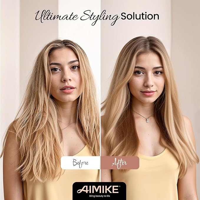 AIMIKE Nano Ionic Tech Small Round Brush, Ceramic Round Brush for Blow Drying, Styling and Boost Volume, Natural Wood Round Hair Brush, One Piece Design - 1.4 Inch/35mm-VivaGrace Women