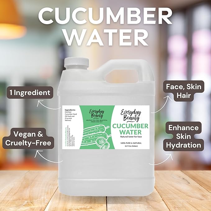 Cucumber Hydrosol Bulk - 32 oz All Natural Hydrating Spray Mist for Face and Hair - 100% All Natural Cucumber Water-VivaGrace Women