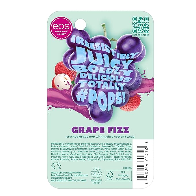 eos 24H Moisture Super Balm- Grape Fizz, Limited-Edition Lip Mask, 0.35 fl oz-VivaGrace Women