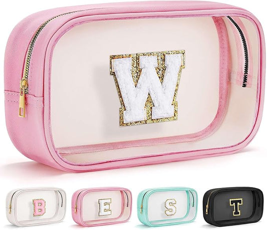YOOLIFE Travel Makeup Bag Toiletry Bag for Women, Clear Make up Bag PVC Cosmetic Bag Pink Preppy Stuff Travel Accessories Makeup Pouch Birthday Gifts for Women Teacher Mother Wife Girlfriend Gifts W-VivaGrace Women