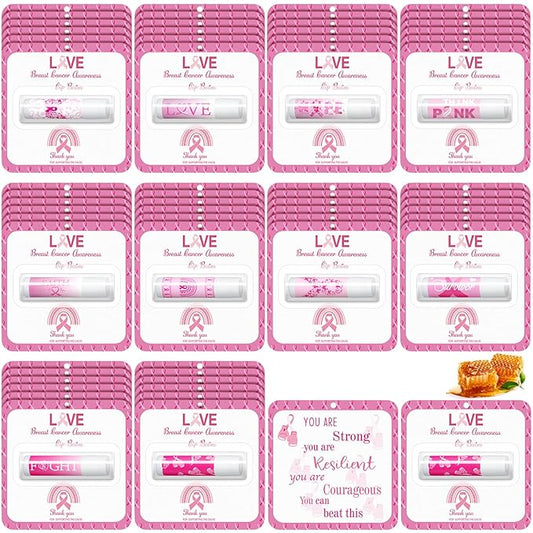 30 Pack Breast Cancer Awareness Favors Bulk Lip Balms Gifts Pink Ribbon Lip Balms Favors Breast Cancer Awareness Month Accessories Support Party Items Decorations for Women Men Survivors-VivaGrace Women