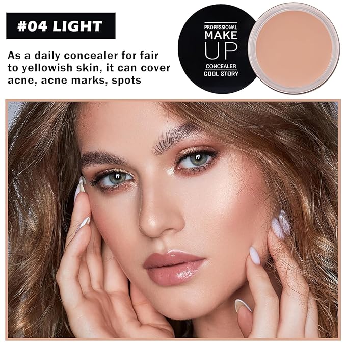 7 Color Solid Concealer Full Coverage Correcting Cream Concealer Waterproof Long-lasting Under Eye Concealer for Dark Circles Color Corrector Pro Concealer (Color 04)-VivaGrace Women