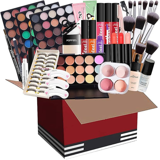 Pure Vie All-in-One Holiday Gift Surprise Makeup Set Essential Starter Bundle Include Eyeshadow Palette Lipstick Concealer Blush Mascara Eyeliner Face Powder Lipgloss Brush - Full Makeup Kit for Women-VivaGrace Women