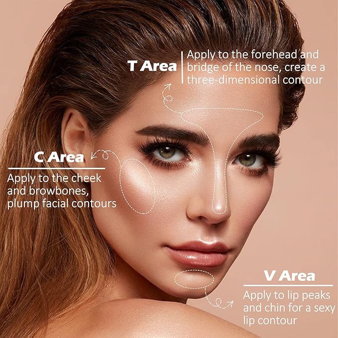 Erinde Pearl Shimmer Glitter Highlighter Highlight Makeup Contour Powder, Silver Highlighter Face Illuminator Highlighter, Highlighter Makeup iluminadores Illuminator for Face Body Cheek-VivaGrace Women