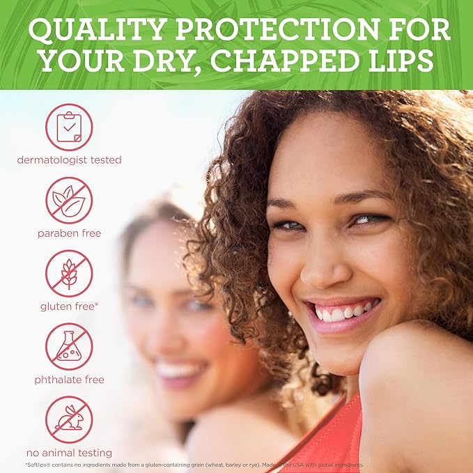 Softlips Spring Tropical Lip Balms 3-Pack - Hydrating Lip Care Set with Watermelon, Tropical Coconut, and Peach Passion Flavors-VivaGrace Women