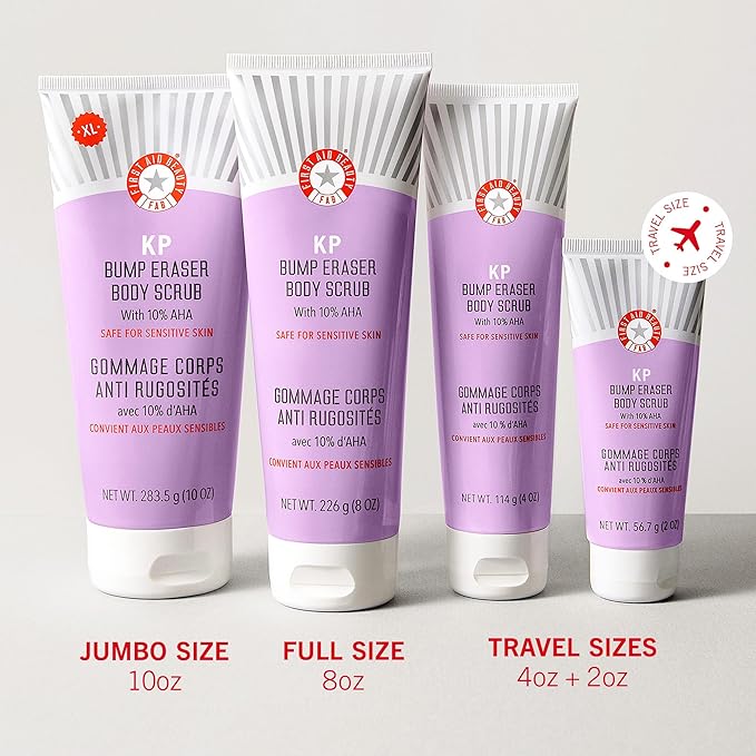 First Aid Beauty - KP Bump Eraser Body Scrub with 10% AHA, Keratosis Pilaris Skin Exfoliater with Glycolic and Lactic acids, Helps Reduce Chicken Skin Bumps, Safe for Sensitive Skin, 4 oz-VivaGrace Women