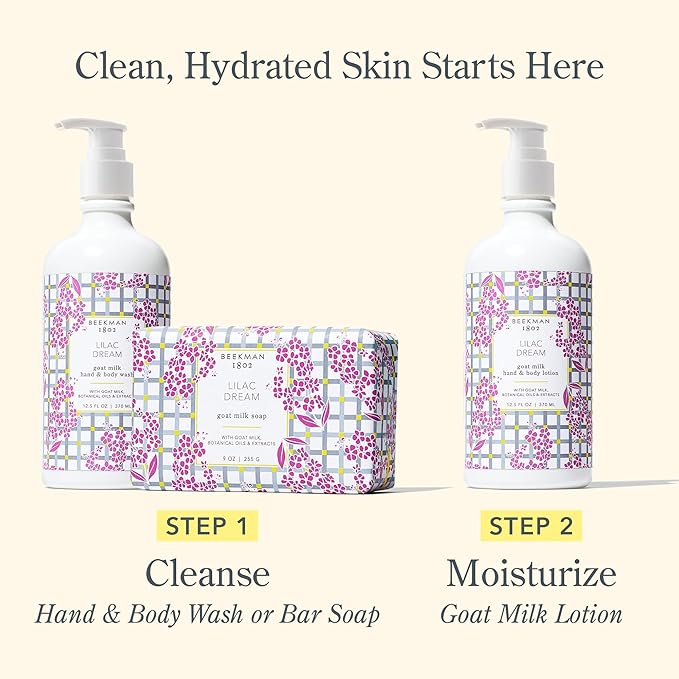Beekman 1802 Goat Milk Hand Wash, Lilac Dream - Scented - 12.5 fl oz - Cleanses, Nourishes & Hydrates - With Aloe Vera and Jojoba Seed Oil - No Irritation - Good for Sensitive Skin