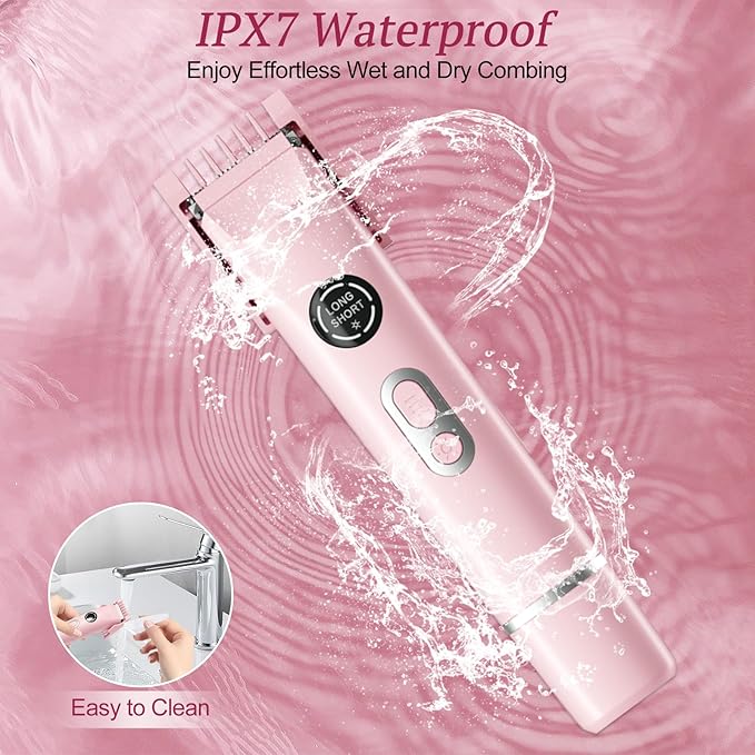 Bikini Trimmer for Women, 4 in 1 Wet/Dry Electric Razors for Women - Dual Head, Painless Rechargeable Portable Womens Razors for Shaving Set for Face, Nose, Eyebrows, Armpits, Bikini Area (Pink)-VivaGrace Women