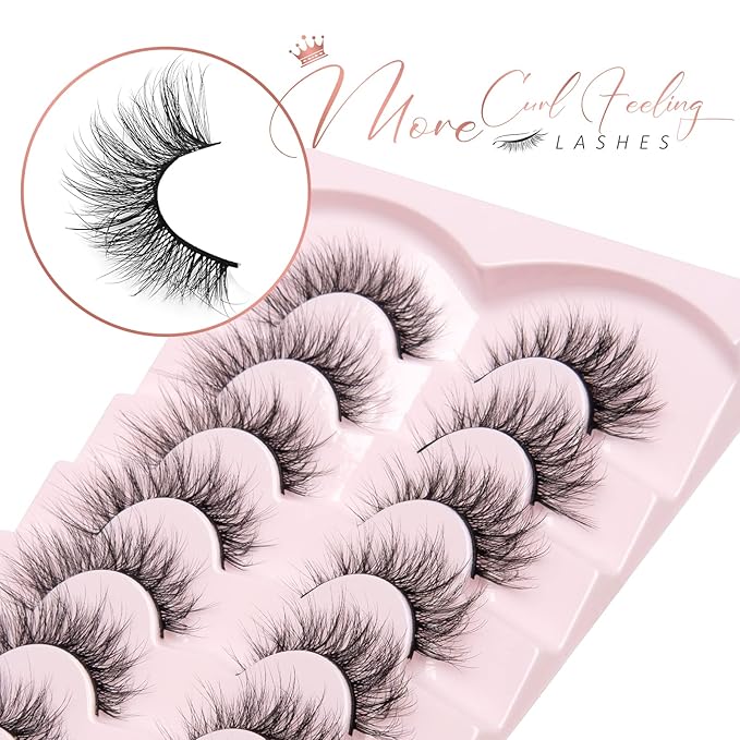 Fake Lashes Natural Wispy Lashes Airy Volume Faux Mink Lashes Fluffy Long False Eye Lashes Sets Pack 18MM Reusable Eyelashes A05-VivaGrace Women