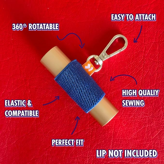 LipBalm Holder with Keychain, Lipstick Holder Keychain, Lip Gloss Holder Keychain, Never Lose Your Lip Balm, Lip Gloss or Lipstick with Cute Elastic Lip Balm Keychain Holder (Cherry)-VivaGrace Women