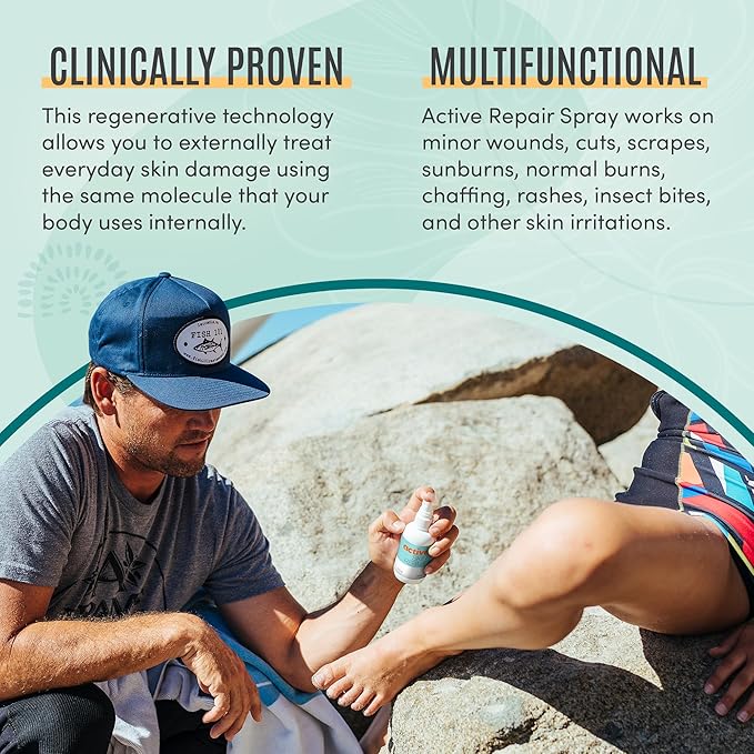 Active Skin Repair First Aid Healing Skin Spray - Natural & Non-Toxic with Hypochlorus Acid for Minor Cuts, Wounds, Scrapes, Rashes, Sunburns, & More, 3 oz-VivaGrace Women