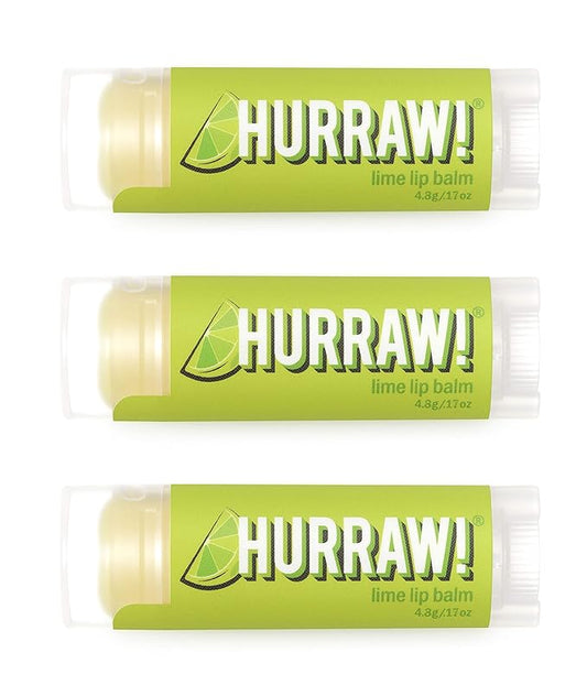 Hurraw! Lime Lip Balm, 3 Pack: Organic, Certified Vegan, Cruelty and Gluten Free. Non-GMO, 100% Natural Ingredients. Bee, Shea, Soy and Palm Free. Made in USA-VivaGrace Women
