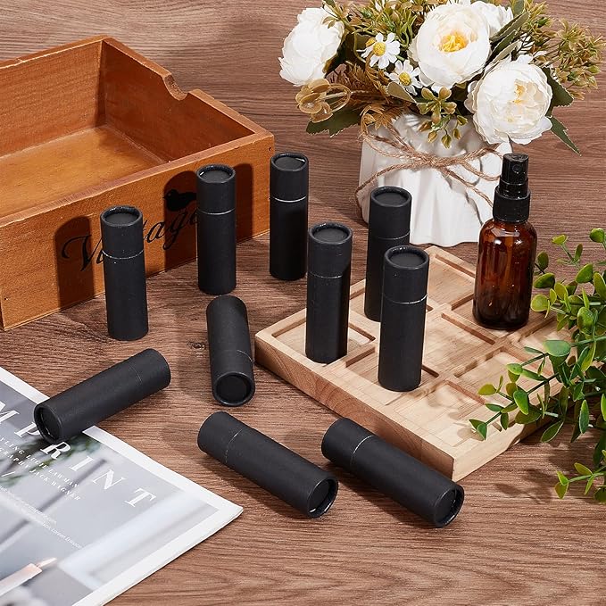 NICENEEDED 10 Pcs Kraft Paper Lipstick Tube, 0.6 Oz Paperboard Lip Balm Tubes, Cardboard Empty Deodorant Container Solid Perfume Tube Cosmetic Box for DIY Chapstick Deodorant Crayon-VivaGrace Women