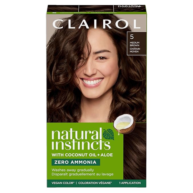 Clairol Natural Instincts Demi-Permanent Hair Dye, 5 Medium Brown Hair Color, Pack of 1-VivaGrace Women