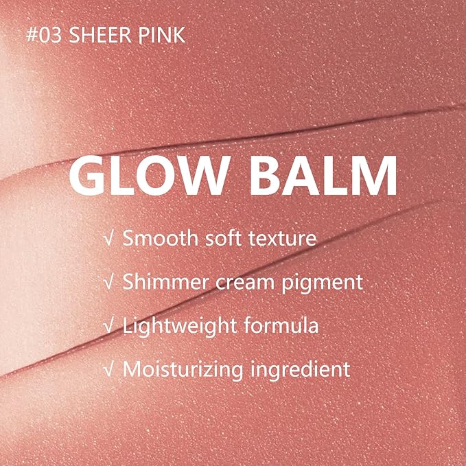 KYDA Miracle Glow Balm, Glow Tinted Blush Balm, Multiuse Face Balm for Cheek Lips Eyes, Hydrating Cream Blush, Blendable Lightweight, Shimmer Blusher, Sheer Pink, 1.76 oz-VivaGrace Women