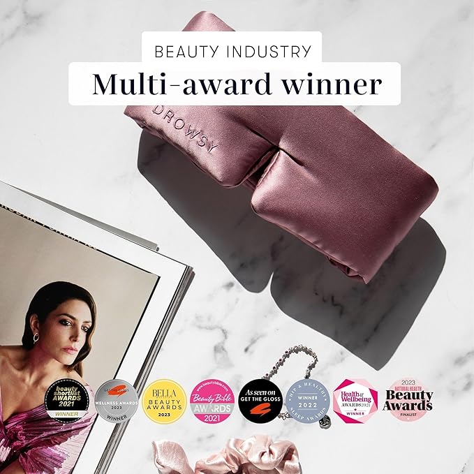 DROWSY Silk Sleep Mask. Face-Hugging, Padded Silk Cocoon for Luxury Sleep in Total Darkness. (Damask Rose)-VivaGrace Women