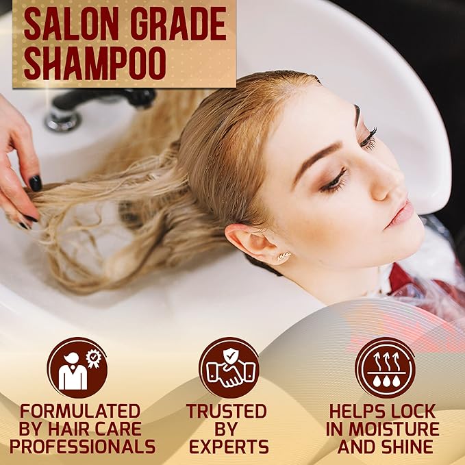 Moroccan Argan Oil Shampoo - Sulfate SLS Paraben Free Moisturizing Treatment for Women and Men - For All Types Including Curly, Dry, Damaged and Oily Hair - Hydrating and Nourishing - Salon Grade-VivaGrace Women