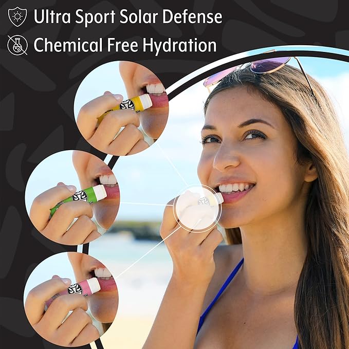 Headhunter Sport Chapstick Sunscreen SPF 30, Natural Mineral Waterproof Lip Balm For Sun Protection, Ultra Solar Defense - Reef Safe Sunblock Chap Stick, 3 Flavors - Coconut, Pineapple, Mango (6 Pack)-VivaGrace Women