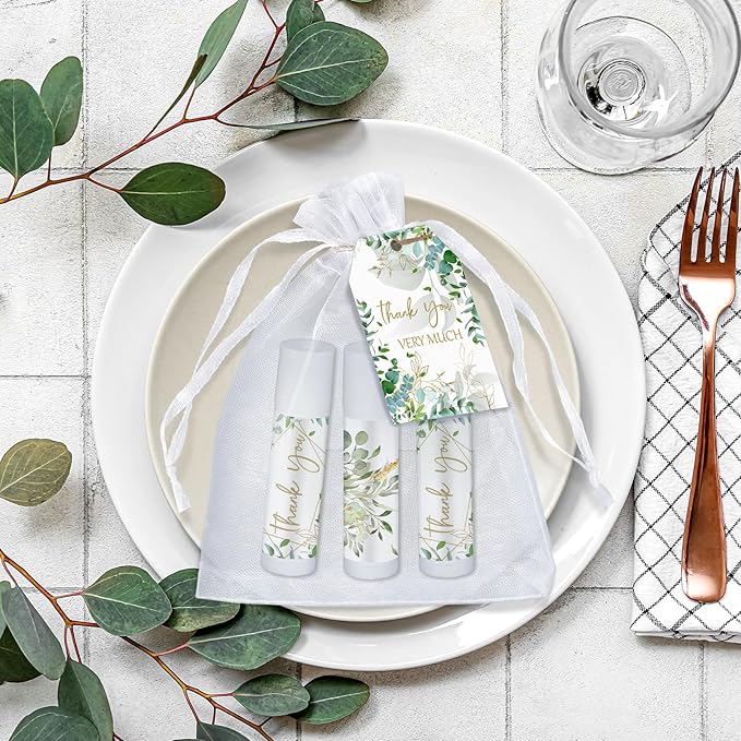 50 Set Employee Appreciation Gifts Bulk Baby Shower Favors Lip Balms Bulk Thank You Gifts Wedding Bridal Shower Bachelorette Gifts Prizes for Guests Women Teacher Coworker Nurse(Eucalyptus)-VivaGrace Women