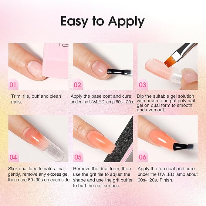 ROSALIND Poly Nail Gel Kit for Beginners - 28 Colors Extension Gel Set with UV/LED Nail Lamp, 72 Accessories (Base/Top Coat, Nail Forms, Tools), Long Lasting Salon Kit for DIY Manicure-VivaGrace Women