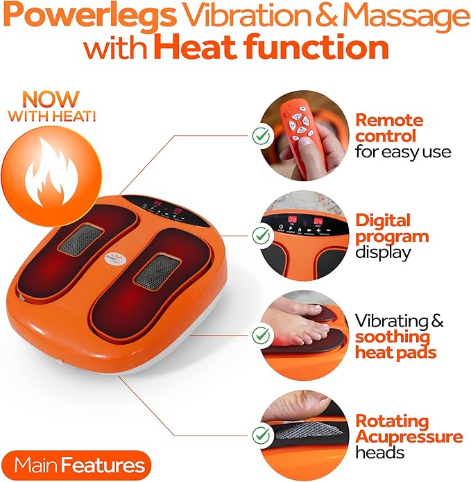 Powerfit Power Legs Electric Foot Massager Machine with Heat - Heated Foot Massager for Neuropathy Pain Circulation - Feet Massager for Pain Relief with Remote Control-VivaGrace Women
