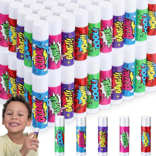 100 Pcs Hero Party Favors Lip Balms Bulk for Kids Birthday Party Moisturizing Lip Balm for Hero Themed Celebration Gifts Lip Care Products for Classroom Rewards Favor Party Supplies-VivaGrace Women