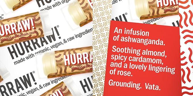 Hurraw! Almond, Cardamom, Rose (Vata) Lip Balm, 2 Pack: Organic, Certified Vegan, Cruelty and Gluten Free. Non-GMO, 100% Natural Ingredients. Bee, Shea, Soy and Palm Free. Made in USA-VivaGrace Women