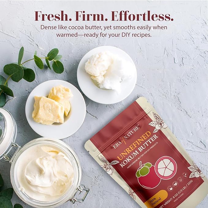 era of nature Kokum Butter Raw - 8 oz (1/2lb) – Natural Butter for Body Butters, Lotion Bars, Lip Balm, Soap Making – Blends Well with Shea or Cocoa Butter – For Stretch Marks, Scars, Pregnancy Care-VivaGrace Women