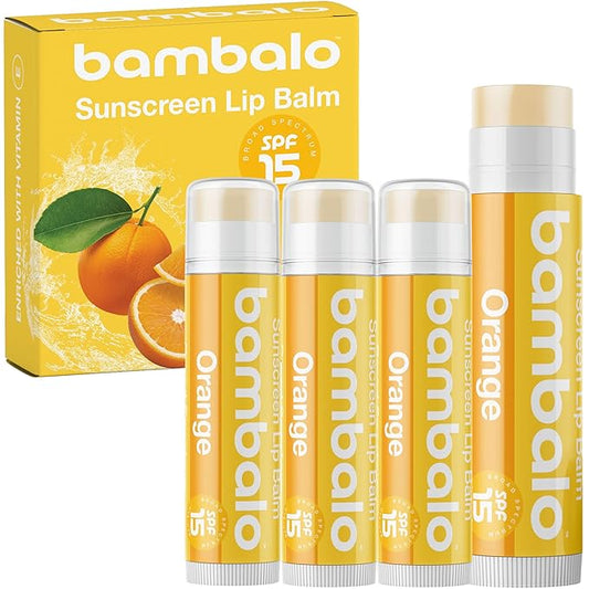 4-Pack Orange SPF 15 Lip Balm - Organic Ingredients, Broad Spectrum UVA/UVB Protection - Hydrating & Moisturizing, USA Made-VivaGrace Women