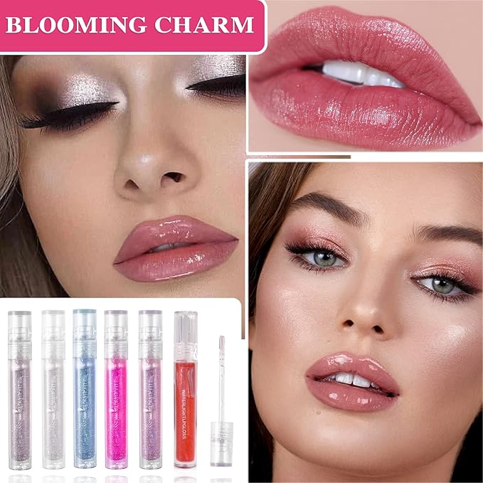 6 PCS Clear Glass Hydrating Lip Gloss Set,Essence Lip Stick Jelly Toothed Lip,Plumping Lip Oil Long Lasting Moisture,Lip Treatment,Lip Balm Kit,Lip Stains For Women,Lip Makeup-VivaGrace Women