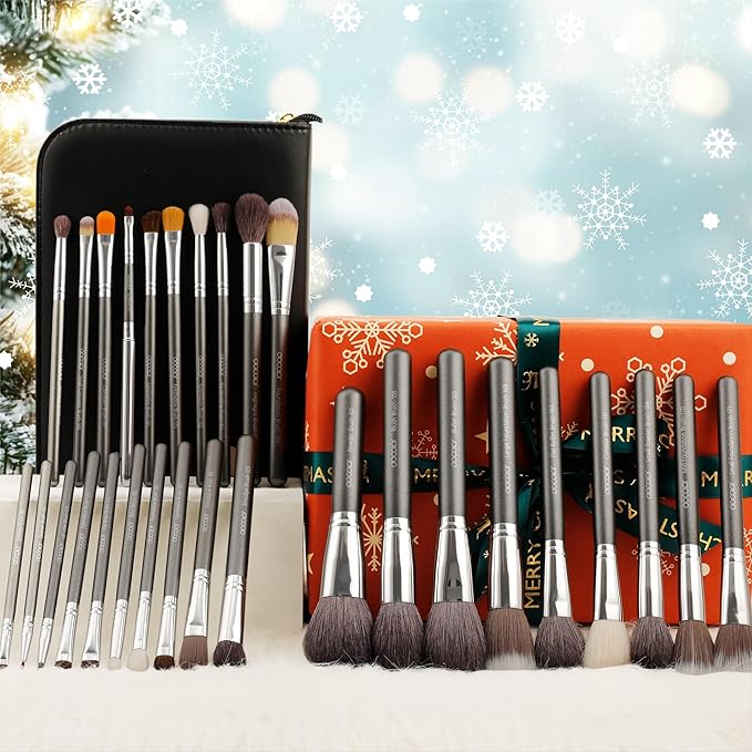 Docolor Professional Makeup Brush Set 29Pcs Makeup Brushes Valentines Day Gifts Premium Goat Synthetic Fiber Foundation Face Powder Blush Concealer Eyeshadows Make Up Brushes with PU Leather Case-VivaGrace Women
