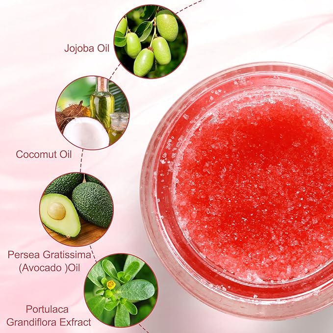 Lip Scrub, Exfoliator & Moisturizer, Lip Repair for Lush Soft Lips, Chapped Dry and Flaky Lips Treatment (Strawberry)-VivaGrace Women