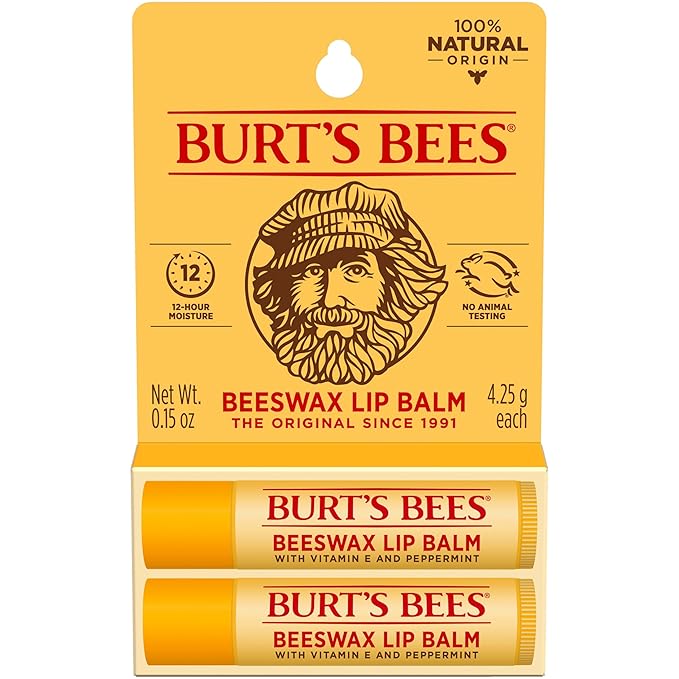 Burt's Bees Lip Balm - Original Beeswax, Lip Moisturizer With Responsibly Sourced Beeswax, Tint-Free, Natural Origin Conditioning Lip Treatment, 2 Tubes, 0.15 oz.-VivaGrace Women
