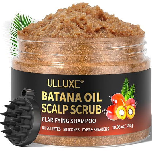 Scalp Scrub, 2-in-1 Scalp Exfoliator & Clarifying Shampoo for Dandruff, Dry, Itchy Scalp & Hair Growth, Batana Oil & Rosemary Scalp Treatment with Scalp Massager for Buildup & Thinning Hair, 10.93 oz-VivaGrace Women