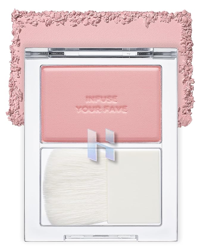HOLIKA HOLIKA Infusing Blush with Brush - Lightweight, Smooth, Blendable Cheek Blusher, Sebum-Control, Natural Pore Coverage, Built-In Brush, Long-Lasting Pigment for Romantic Mood (05 SIMOON)-VivaGrace Women