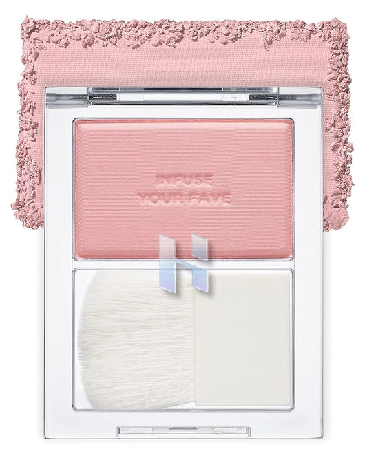 HOLIKA HOLIKA Infusing Blush with Brush - Lightweight, Smooth, Blendable Cheek Blusher, Sebum-Control, Natural Pore Coverage, Built-In Brush, Long-Lasting Pigment for Romantic Mood (05 SIMOON)-VivaGrace Women
