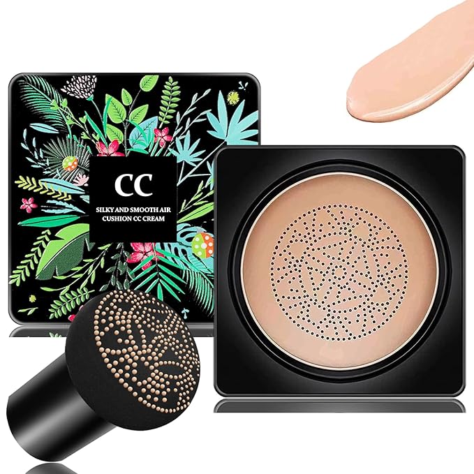 Mushroom Head Air Cushion CC Cream Foundation BB Cream Foundation Makeup Moisturizing CC Cream Liquid Foundation,Concealer Lasting Makeup Foundation Even Skin Tone Makeup Base Primer(Natural)-VivaGrace Women